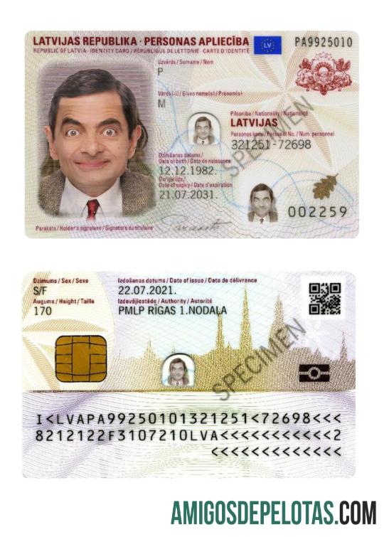 Letônia ID 2021 Presente exemplo